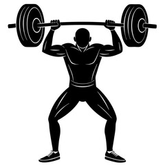 Silhouette of a person lifting weights in a gym, symbolizing strength and determination