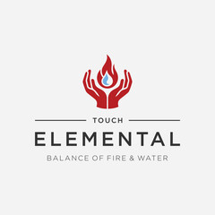 Hand Holding Fire and Water Logo – A symbolic hand with fire and water, representing duality and power.