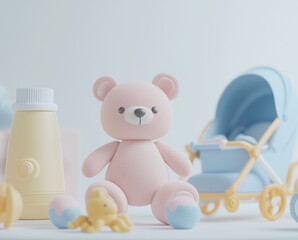 Delicate Baby-Themed Icons in Warm Pastel Hues on a Pure White Canvas.