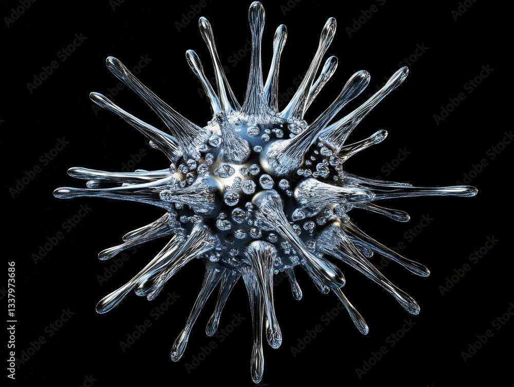 Aufkleber Microscopic View of a Virus Particle 3D Render