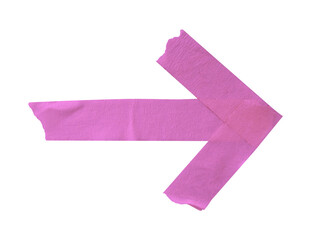 Arrow pink paper tape isolated on white
