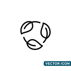 Minimalist Leaf Icon Design Template 