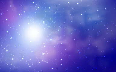 Obraz premium Starry universe, stardust. Vector cosmic background with blue and purple realistic nebulosity and shining stars. Eps10.