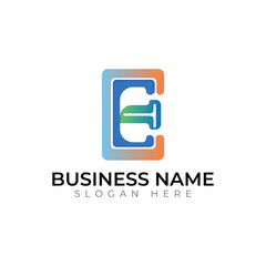 E letter abstract typography creative logo design