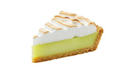 Delicious Key Lime Pie Slice with Meringue Topping on White