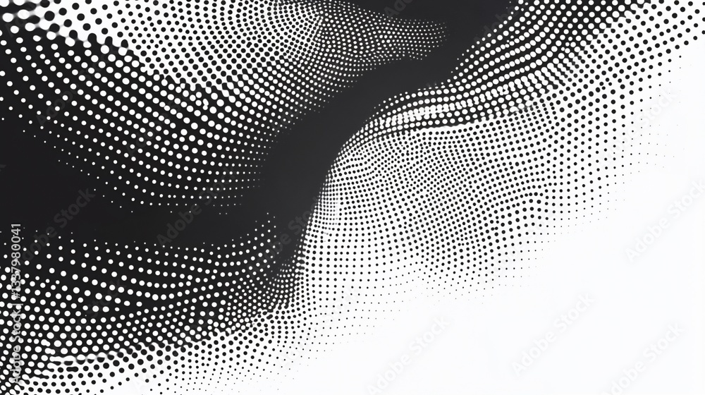 Poster abstract black and white dotted pattern creates dynamic movement and texture