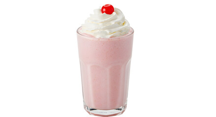 Refreshing Strawberry Milkshake with Whipped Cream and Cherry Topping