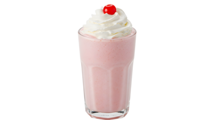 Refreshing Strawberry Milkshake with Whipped Cream and Cherry Topping