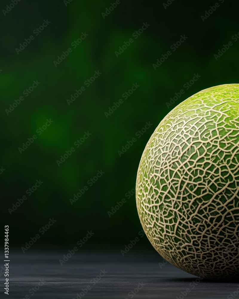 Poster melon close-up studio setting photography artistic display macro view textured surface for visual ap