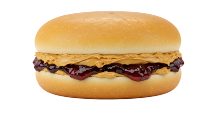 Peanut Butter and Jelly Sandwich on Bun Classic American Treat