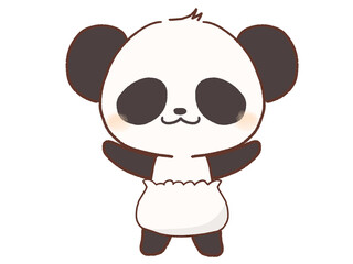 おむつをしたパンダのイラスト