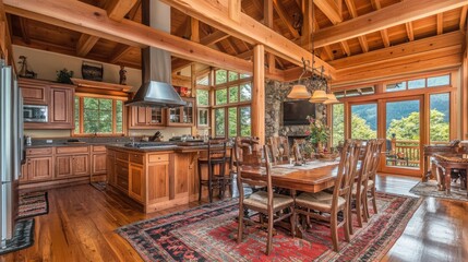 Fototapeta premium Airy and spacious kitchen with a well-planned pathway, allowing easy access to different areas