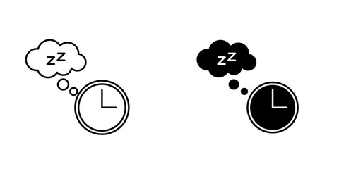 Alarm snooze flat Icons in line outline and flat solid style on white background
