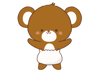 おむつをしたクマのイラスト