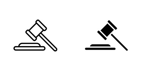 Auction flat Icons in line outline and flat solid style on white background
