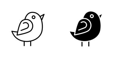 Bird flat Icons in line outline and flat solid style on white background