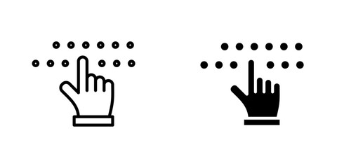 Braille flat Icons in line outline and flat solid style on white background