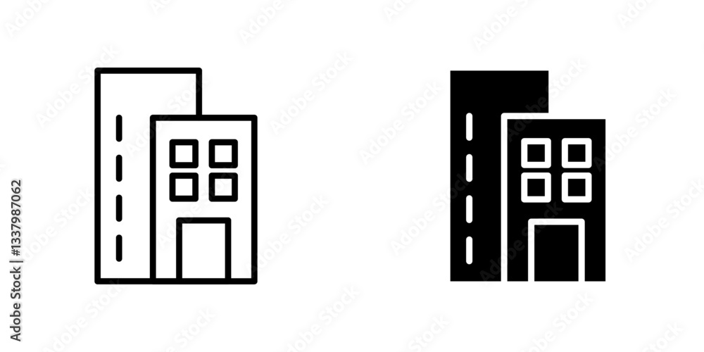 Poster build flat icons in line outline and flat solid style on white background