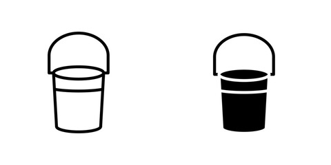 Bucket flat Icons in line outline and flat solid style on white background