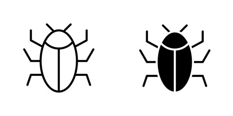 Bugs flat Icons in line outline and flat solid style on white background