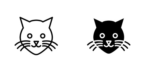 Cat flat Icons in line outline and flat solid style on white background