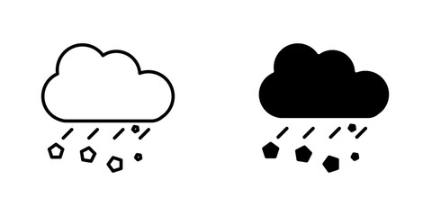 Cloud hail flat Icons in line outline and flat solid style on white background