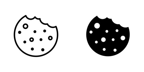Cookie flat Icons in line outline and flat solid style on white background