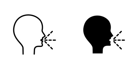 Cough flat Icons in line outline and flat solid style on white background