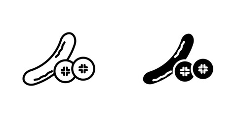 Cucumber flat Icons in line outline and flat solid style on white background