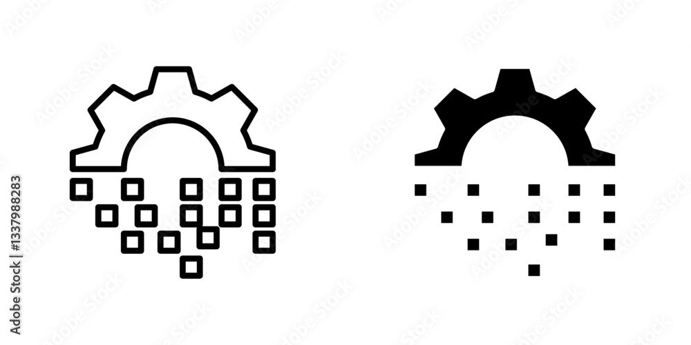 Poster digital transformation flat icons in line outline and flat solid style on white background