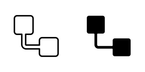 Diagram nested flat Icons in line outline and flat solid style on white background