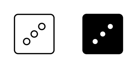 Dice three flat Icons in line outline and flat solid style on white background
