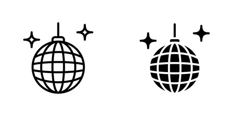 Disco ball flat Icons in line outline and flat solid style on white background
