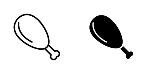 Drumstick bite flat Icons in line outline and flat solid style on white background