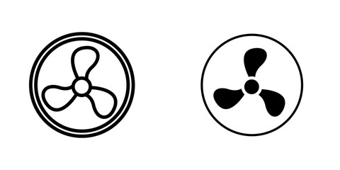Fan flat Icons in line outline and flat solid style on white background