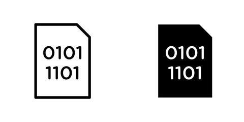 File Binary flat Icons in line outline and flat solid style on white background