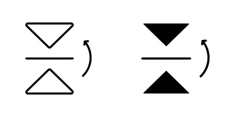 Flip horizontal flat Icons in line outline and flat solid style on white background