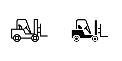 Forklift flat Icons in line outline and flat solid style on white background