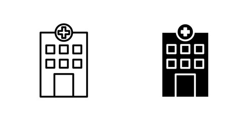 Hospital flat Icons in line outline and flat solid style on white background