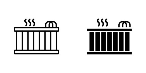 Hot tub flat Icons in line outline and flat solid style on white background