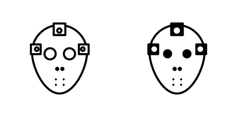 Hockey mask flat Icons in line outline and flat solid style on white background