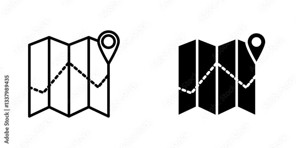 Poster journey flat icons in line outline and flat solid style on white background