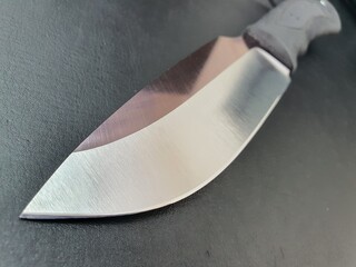 Hunting knife with a sharp mirror-polished edge and forged steel blade. Handmade craftsmanship is...