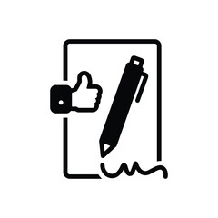 Black solid icon for endorsement