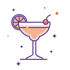 Cocktail glass with tropical drink illustration