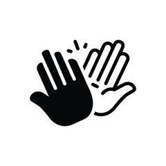 Black solid icon for high five