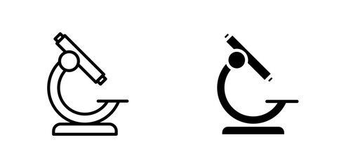 Microscope flat Icons in line outline and flat solid style on white background