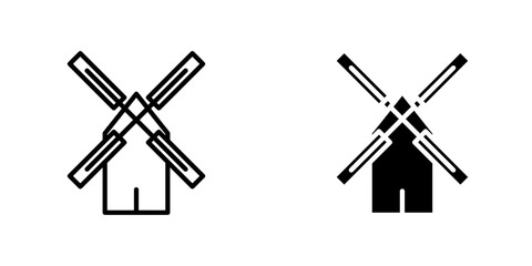 Mill sign flat Icons in line outline and flat solid style on white background