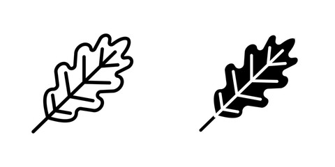 Oak Leaf flat Icons in line outline and flat solid style on white background