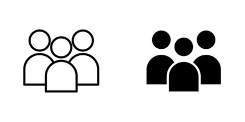 People flat Icons in line outline and flat solid style on white background